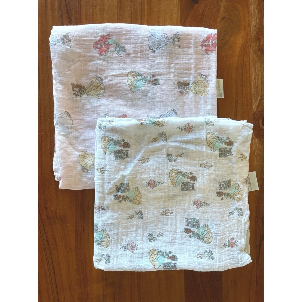 Aden + Anais Disney Princess Muslin Swaddle Blankets 2 Pack Tiana Ariel Belle